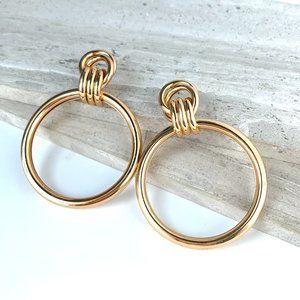 NEW~ Anthropologie Large Gold Hoop Knotted post Earrings